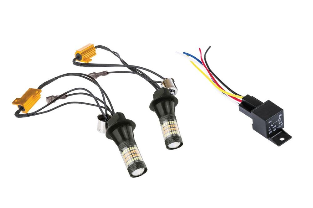 дневни led светлини 2в1 с мигач py21w canbus / канбус , ...