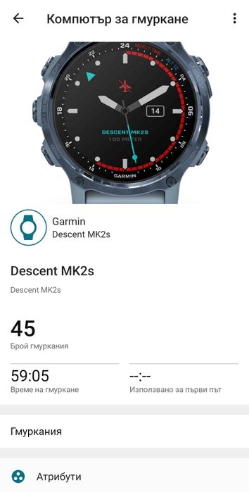 Часоовник Garmin Descent Mk2s Водолазен компютър
