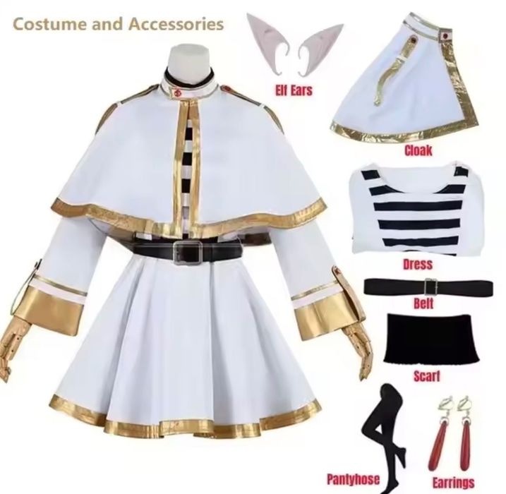 Costum Halloween Cosplay Frieren Sousou no Frieren S + perucă accesorii NOU