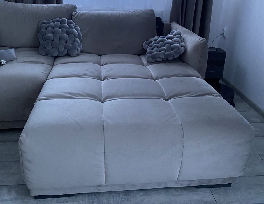 Coltar living extensibil pe stanga culoare gri