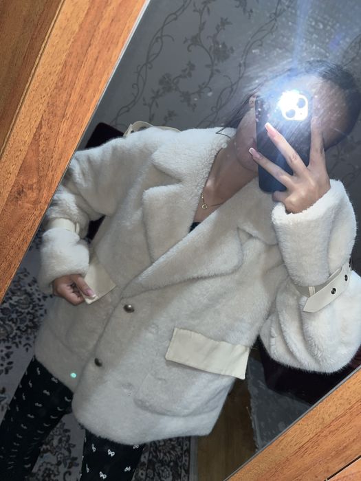 Эко шуба в белом цвете