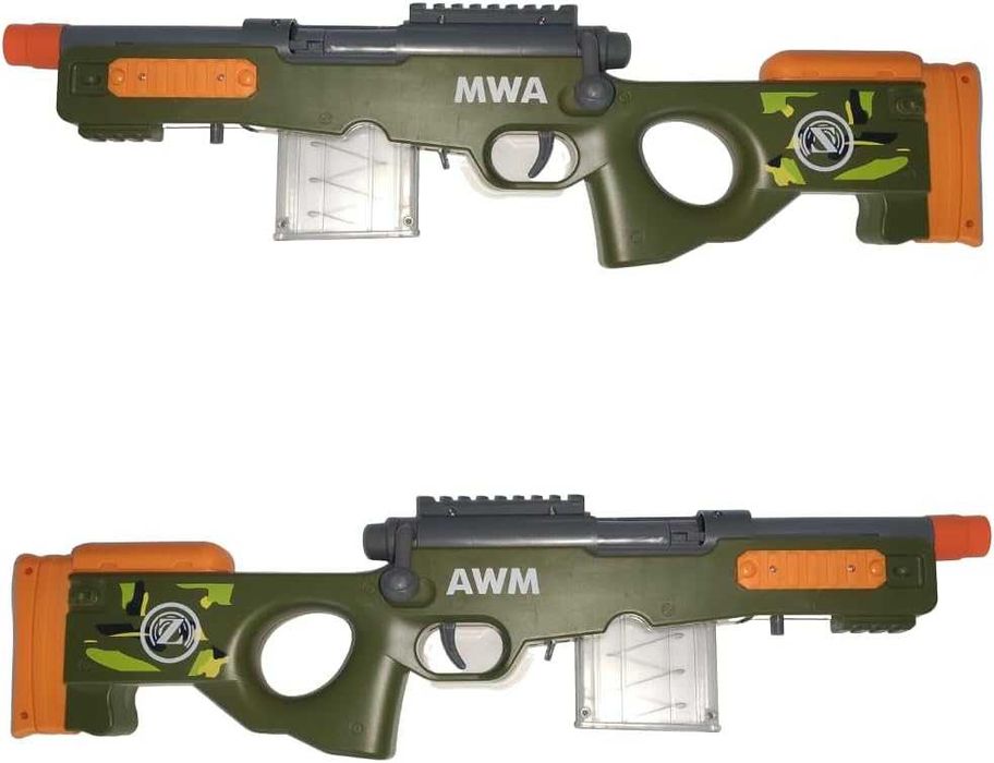 TOP! AGM MASTECH AWM детски бластер с меки дунапренени стрели, пълнители, мерник и стойка
