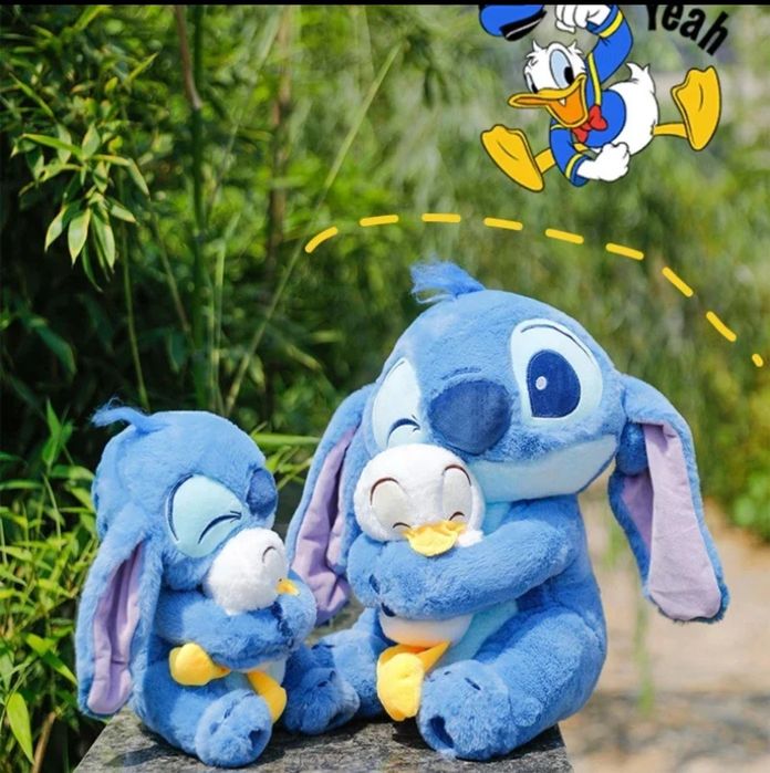 Голям плюшен Стич с Пате 45см плюшена играчка Лило и Стич Пухкав Стич