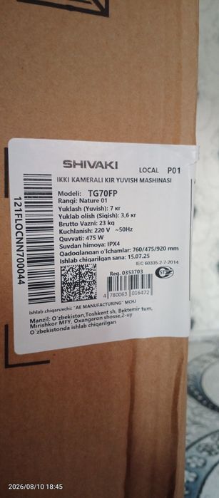 Shivaki kir yuvish mashinasi