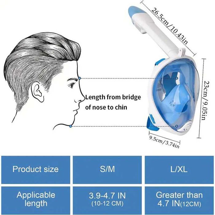 Продам взрослая полная маску для сноркеля.
