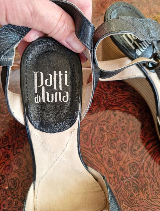 Черни сандали естествена кожа Patti di Luna