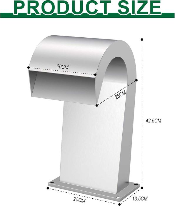 LONGRUNNEW Водопад преливник от неръждаема стомана,извит фонтан,42,5см