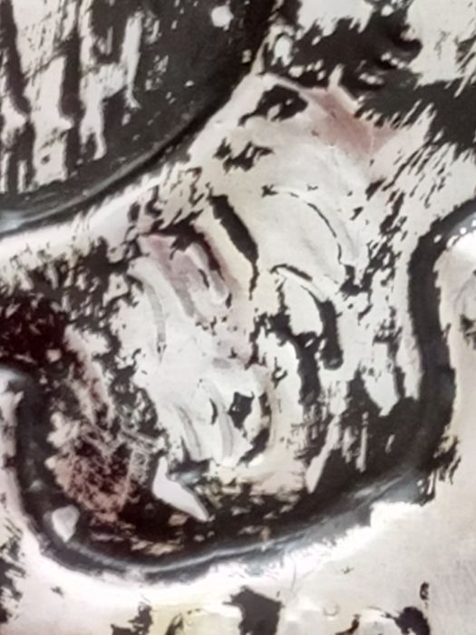 Gravura veche din metal pe lemn