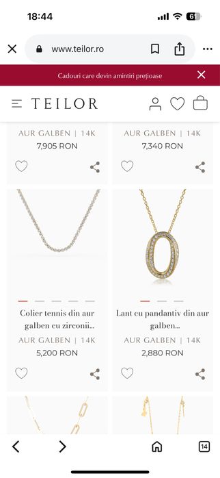 Vand colier tenis Teilor aur galben 14 k