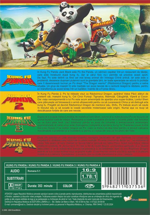 Kung Fu Panda Colectie 4 DVD dublat limba romana