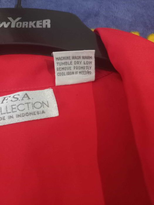 Camasa vintage femei rosie FSA Collection marimea 12/L 100% poliester