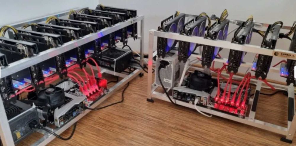 Стойка за AI компютър майнинг алуминиева рамка кейс шаси риг кутия