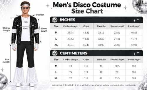 Нов мъжки Карнавален костюм поп звезда 80-те с пайети сако панталон и аксесоари М размер