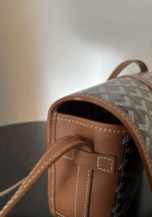 Goyard чанта с емблематичен монограм и кожени детайли