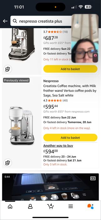 NespressCreatista Coffee machine, with Milk frother wand Vertuo coffee