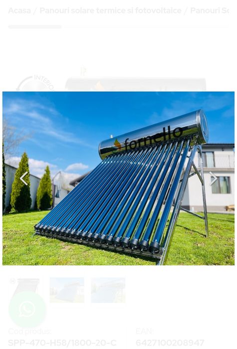 Panou solar presurizat 20 tuburi cu boiler inox 177L