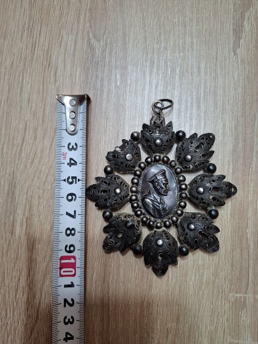 Pandativ/medalion antik argint masiv filigram