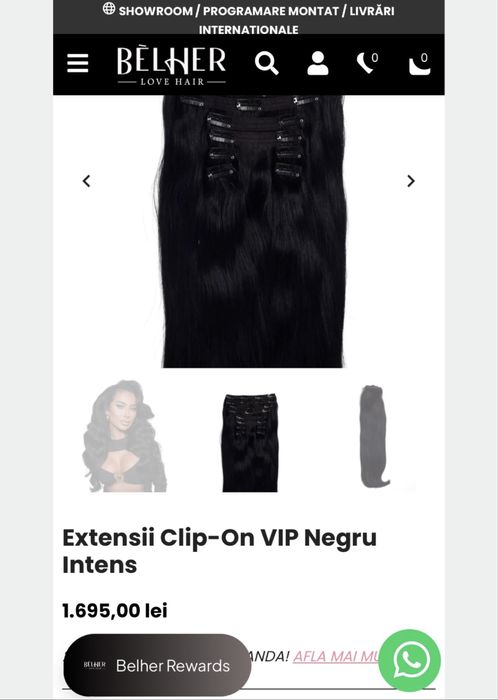 Extensii Clip on VIP, 55 cm, negru intens, Belher