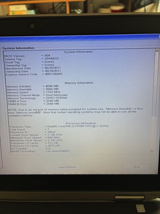 Laptop dell latitude E6320