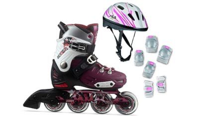 Ролики FILA для девочек 33–35 + экипировка в подарок!