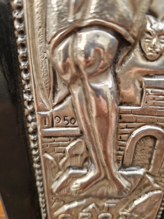 Страхотна антикварна сребърна икона кръст сертификат