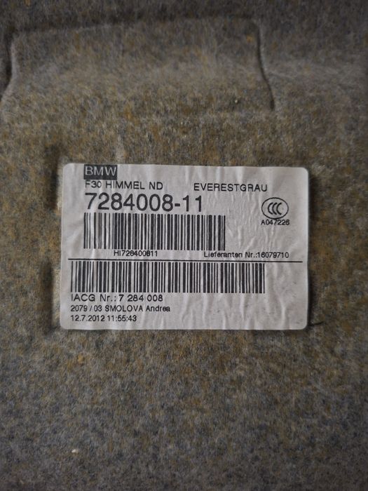 Plafon BMW F30 culoare Everest Gri