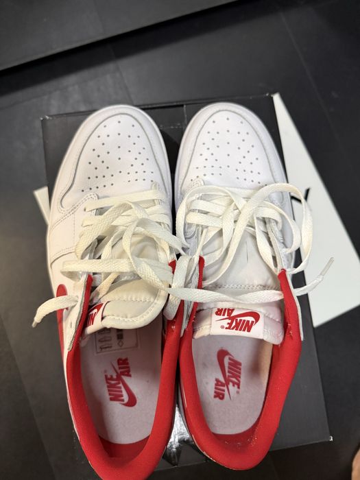 Nike jordan 1 low og white/red размер 44,5