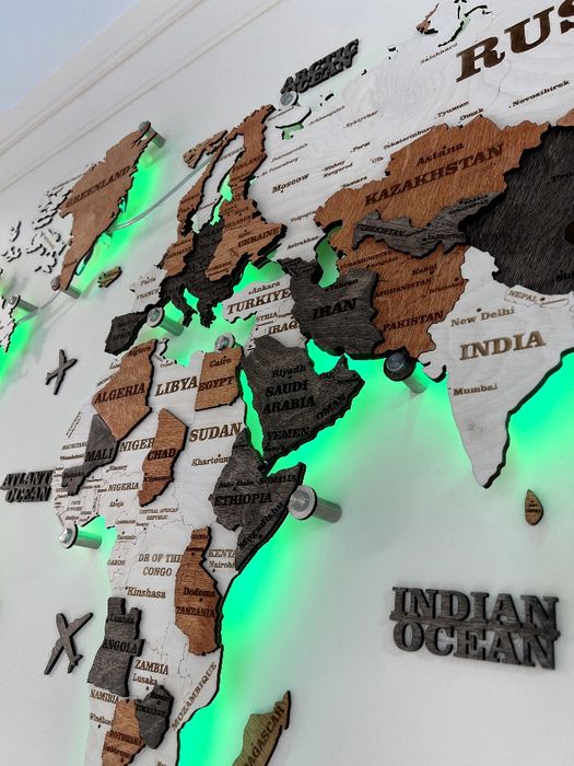 3Д карта Мира, 3D Dunyo xaritasi, Yogochli xarita