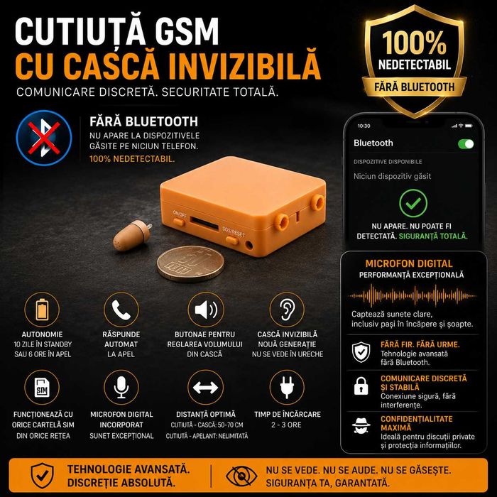Cutiuta GSM cu Microcasca Japoneza | microfon digital performant - Sunet Clar