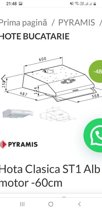 Hota bucatarie PYRAMIS ST 1 Alba