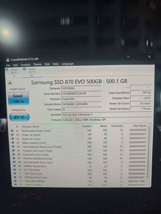 SSD Samsung 870 EVO 500GB- ca nou, doar 1 oră de utilizare
