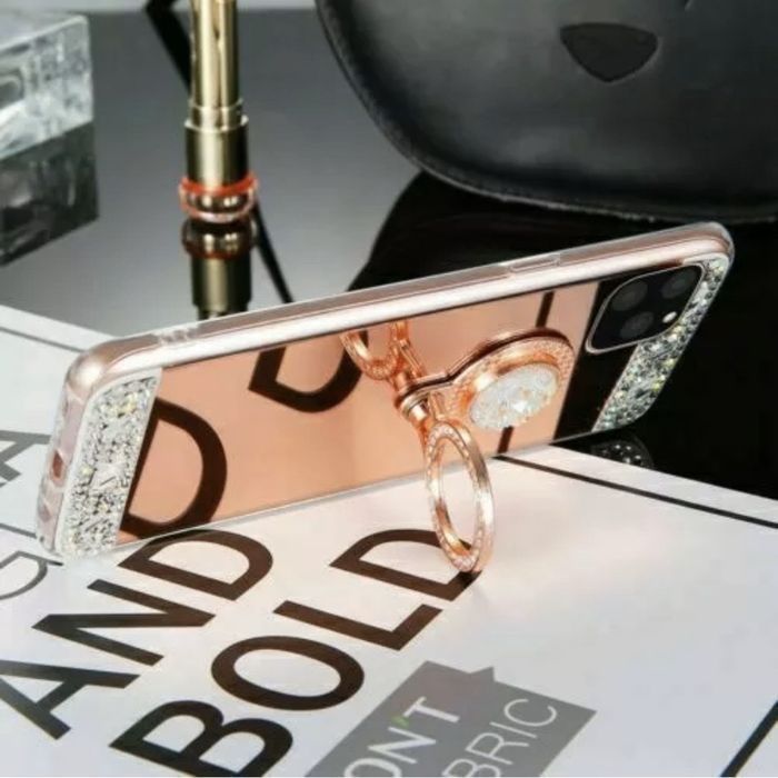 Husa oglinda cu pietricele si inel pt iPhone 11 , 11 Pro , 11 Pro Max