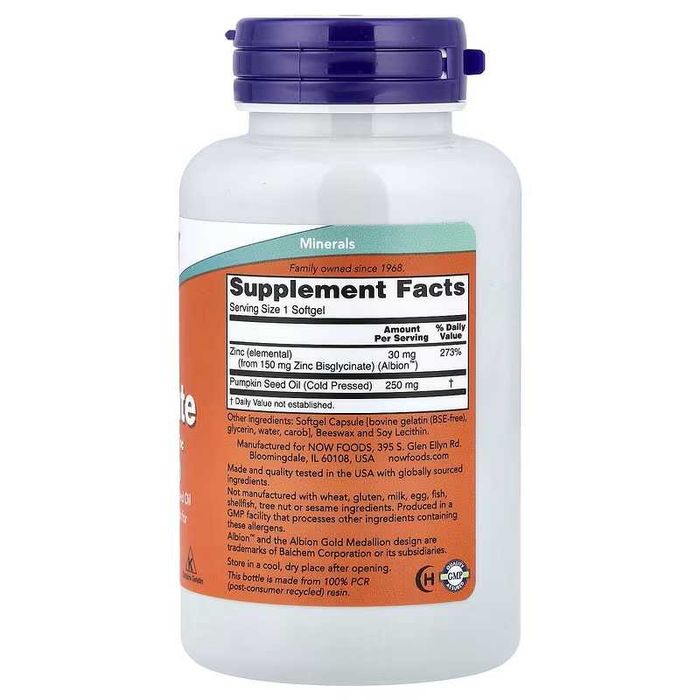 NOW Foods Zinc Цинк глицинат zink glisinat Zinc Glycinate глицинат