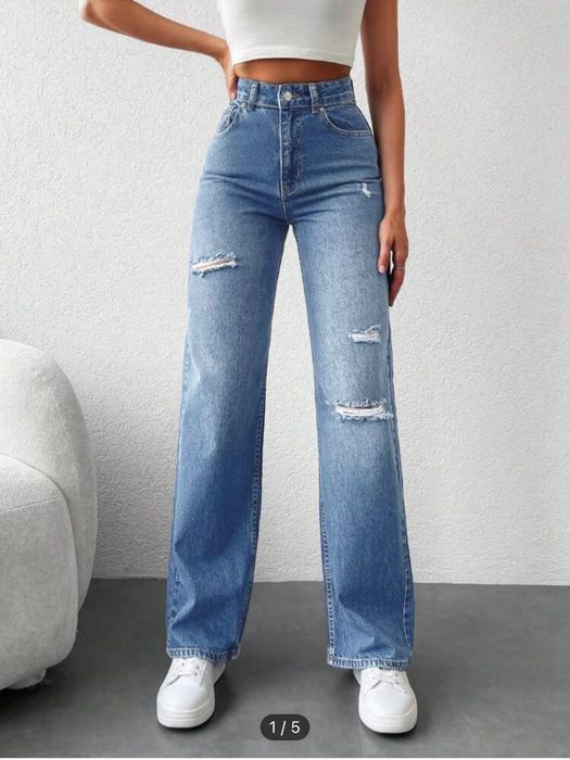 Blugi evazați  , albaștri