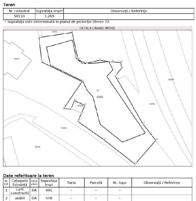 SE VINDE PRIN LICITAȚIE PUBLICĂ TEREN INTRAVILAN 1269 MP + Cladire (fost restaurant) construit 691 mp