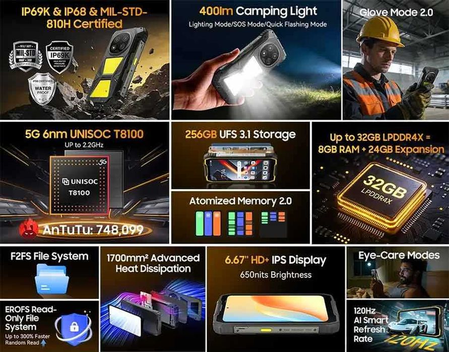 Blackview Rock 2 Pro 5G 32GB RAM 256GB ROM,с IP68/69 защита