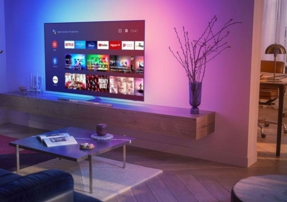 Televizorul Philips Ambilight OLED 55OLED856, smart Android, este perfect funcțional.