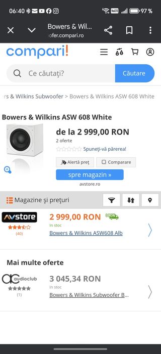 Subwoofer Bowers & Wilkins ASV 608 200w RMS