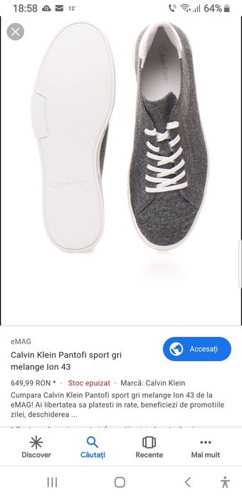 Nou.    Calvin Klein pantofi sport gri melange Ion