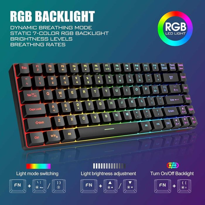 Set tastatură mouse wireless RedThunder K84,gaming RGB 75% QWERTZ DE