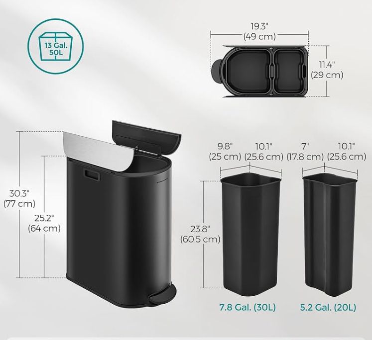 Кухненски кош за отпадъци с 2 отделения