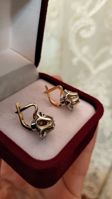 Советские серьги с бриллиантами 750 пробы