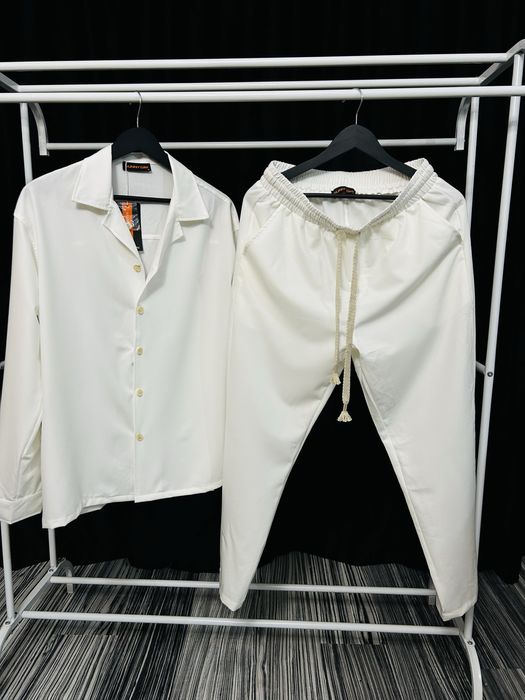 Set barbati crem camasa + pantaloni outfit vara casual elegant premium