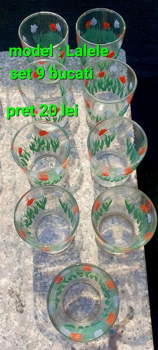 Set de pahare sticla cu modele