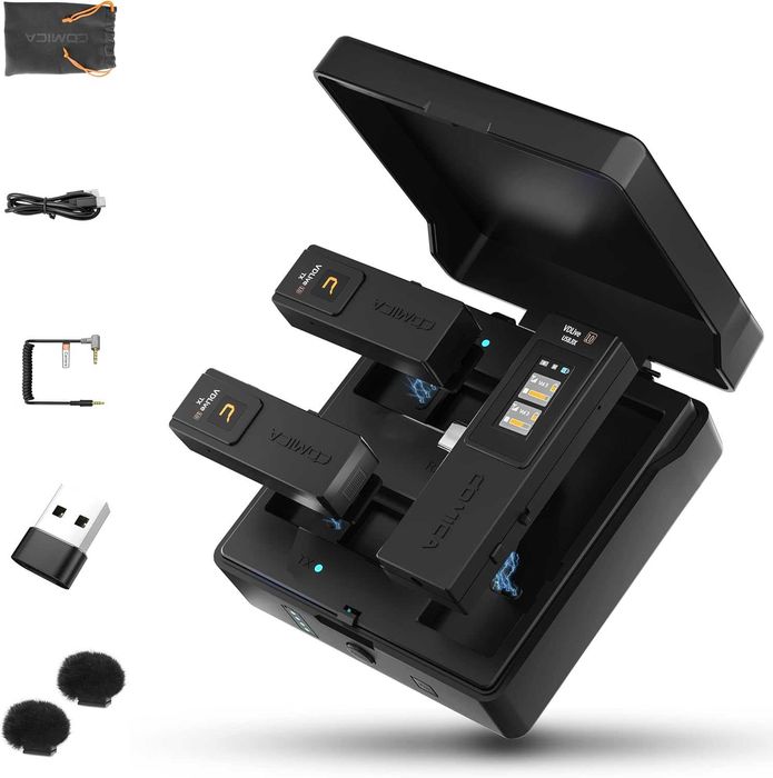 Microfon dual tip lavaliera USB C,CoMica VD life 10,2,4G,negru,sigilat