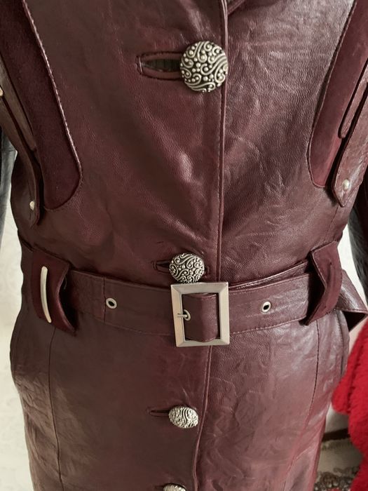 Кожаный плащ длинный