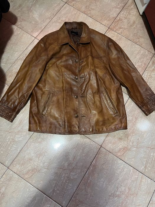 Geaca de piele maro barbati Geniune leather marimea XXL