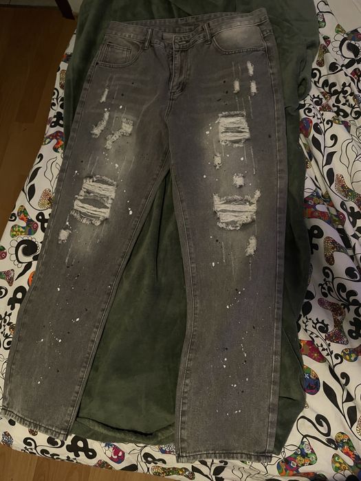 Blugi rupti gri (marimea 34)