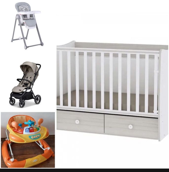 Комплект кошара, количка, проходилка и столче за хранене