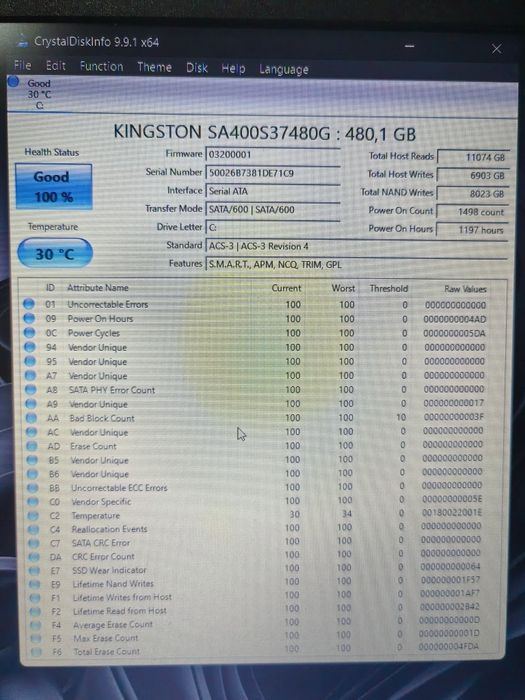 SSD Kingston 480g в идеале